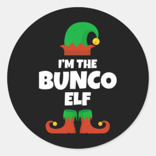 Sticker Rond Je suis le lutin Bunco de la famille pyjama Noël d