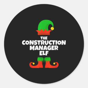 Sticker Rond Je suis le manager de construction de lutin de fam
