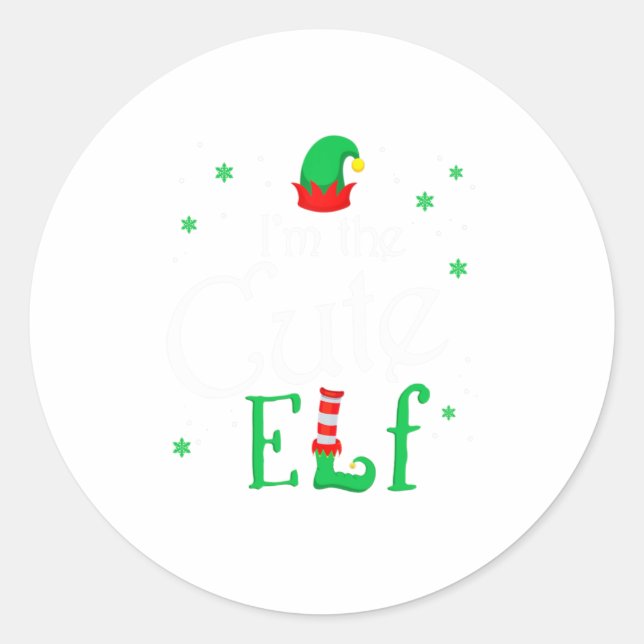 Sticker Rond Je suis le mignon Elf Funny Group Matching Fam (Devant)