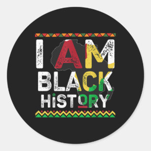 Sticker Rond Je suis le mois de l'histoire des Noirs, design de