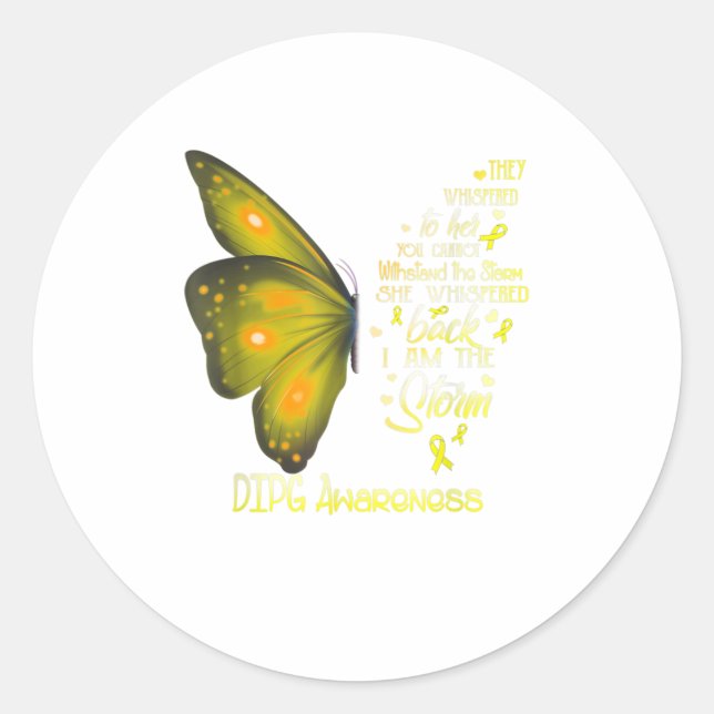 Sticker Rond Je suis le papillon DIPG tempête (Devant)
