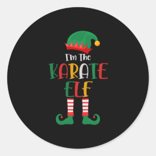 Sticker Rond Je Suis L'Elfe Karate Qui Correspond À Noël