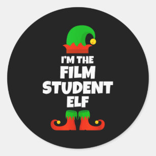 Sticker Rond Je suis l'étudiant en cinéma elfe Famille Pyjama N