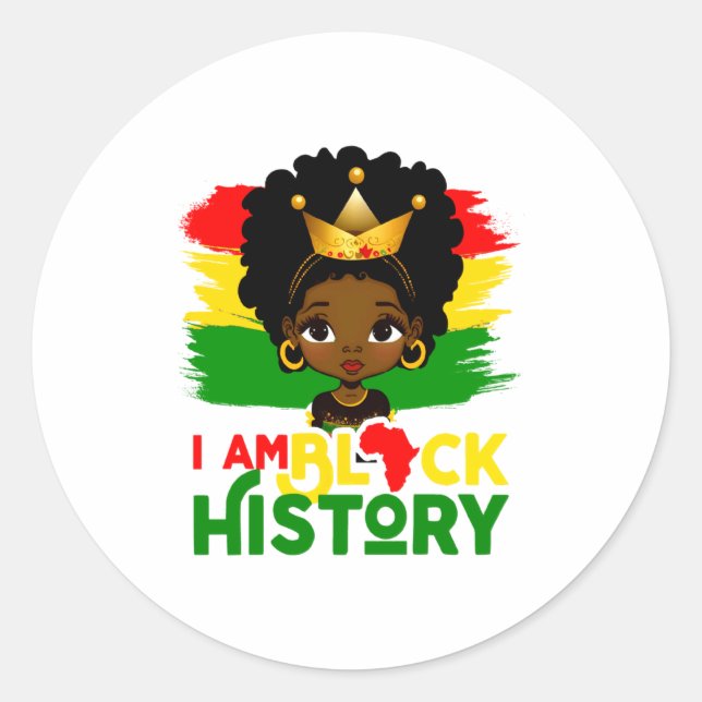 Sticker Rond Je suis l'histoire noire Histoire noire Afro-Améri (Devant)