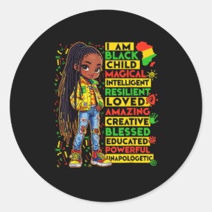 Sticker Rond Je Suis Noir Enfant Mois Histoire Africain América