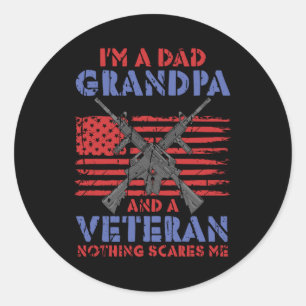 Sticker Rond Je suis papa grand-père et vétéran - Vétéran héros