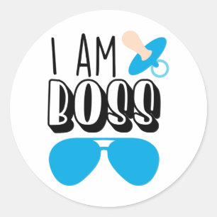 Sticker Rond Je Suis Patron Drôle Bébé Garçon Imprimer