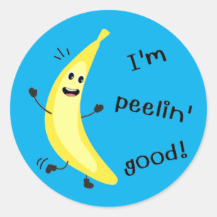 Sticker Rond Je suis Peelin' Good ! - Amusant jeu de fruits