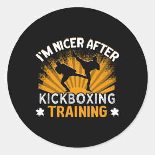 Sticker Rond Je suis plus gentil après l'entraînement de kickbo