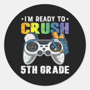 Sticker Rond Je suis prêt à écraser 5e année jeu vidéo Ck To Sc