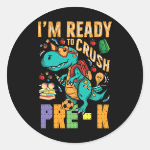 Sticker Rond Je suis prêt à écraser le camion monstre Dino Byck