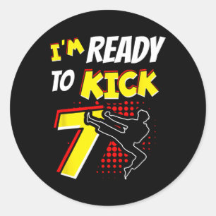 Sticker Rond Je suis prêt à frapper 7 Anniversaire 7ème pour un
