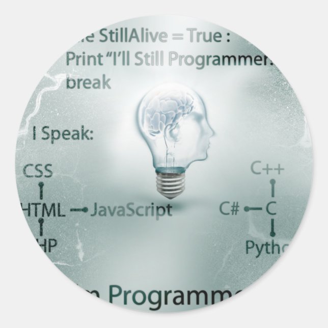 Sticker Rond Je suis programmeur (Devant)