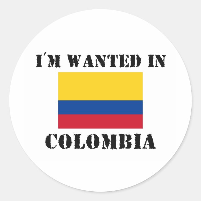 Sticker Rond Je suis Recherché en Colombie (Devant)