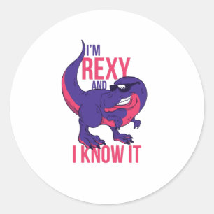 Sticker Rond Je suis Rexy et je le connais T-Rex