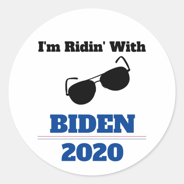 Sticker Rond Je suis Ridin' avec Biden en 2020 (Devant)