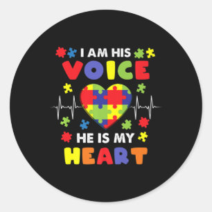 Sticker Rond Je Suis Sa Voix Il Est Mon Coeur Sensibilisation s
