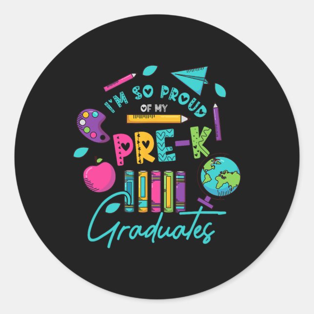 Sticker Rond Je Suis Tellement Fier De Mes Diplômés D'Études Pr (Devant)