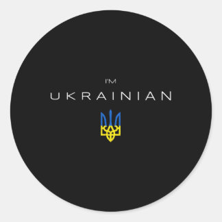 Sticker Rond Je Suis Ukrainien Je Suis D'Ukraine Trident Flag T