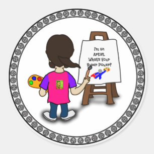 Sticker Rond Je suis un artiste, illustration colorée,
