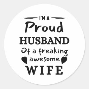 Sticker Rond Je suis un fière mari d'une femme géniale