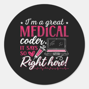 Sticker Rond Je suis un grand programmeur de codage ICD Coder M