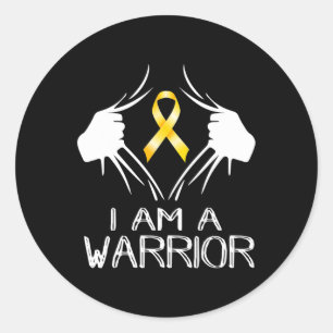 Sticker Rond Je Suis Un Guerrier Enfance Cancer Sensibilisation