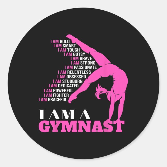 Sticker Rond Je Suis Un Gymnaste Funny Handstand Gymnastique Do (Devant)