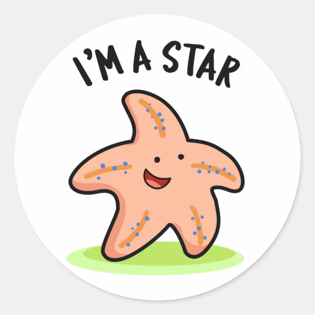 Sticker Rond Je suis un jeu de étoiles amusant (Devant)