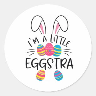 Sticker Rond Je suis un petit Eggstra drôle Bunny Bunny de Pâqu