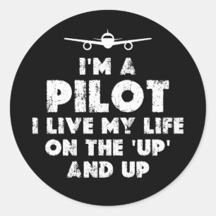 Sticker Rond Je suis un pilote amusant
