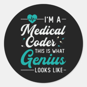Sticker Rond Je suis un programmeur de codage de code Médicale