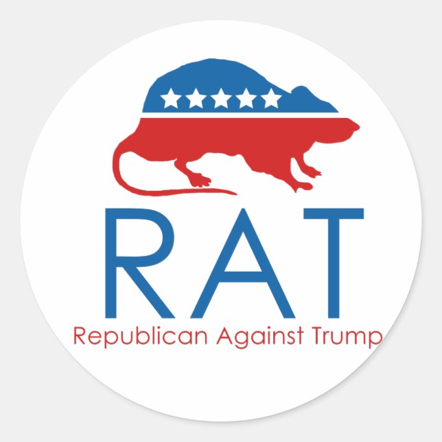 Sticker Rond Je suis un R.A.T : Républicain contre Trump (Devant)