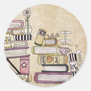 Sticker Rond je suis un rat de bibliothèque