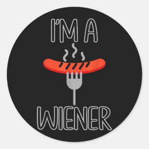 Sticker Rond Je Suis Un Wiener Blague Drôle Hot Dog BBQ