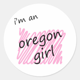 Sticker Rond Je suis une fille de l'Oregon