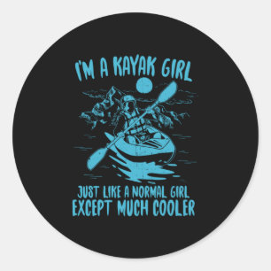 Sticker Rond Je Suis Une Fille Kayak