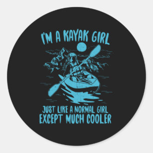 Sticker Rond Je Suis Une Fille Kayak