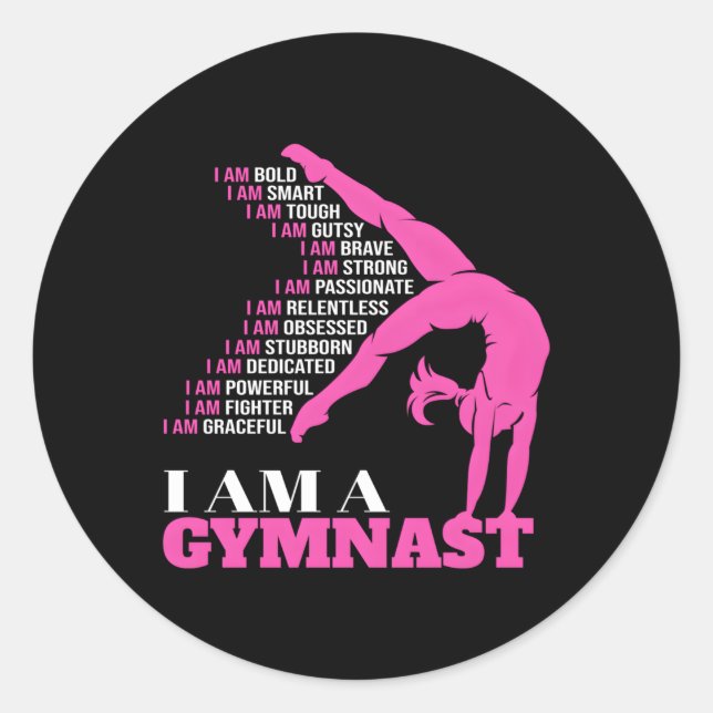 Sticker Rond Je Suis Une Gymnaste Handstand Gymnastique (Devant)