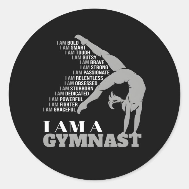 Sticker Rond Je Suis Une Gymnaste Handstand Gymnastique (Devant)