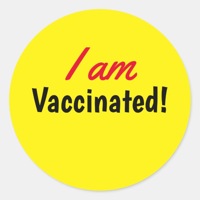 Sticker Rond Je suis Vacciné Texte Jaune (Devant)