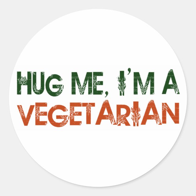Sticker Rond Je Suis Végétarien. (Devant)