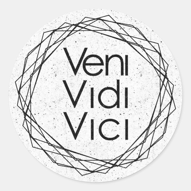 Sticker Rond Je Suis Venu, J'Ai Vu, J'Ai Conquis "Veni, Vidi, V (Devant)