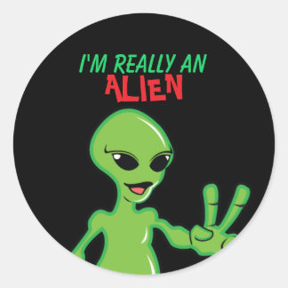 Sticker Rond Je suis vraiment un Alien
