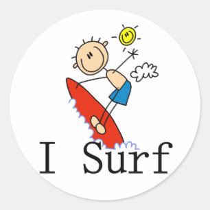 Sticker Rond Je surfe le T-shirts et les cadeaux