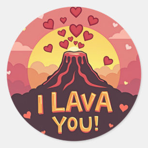 Sticker Rond "Je T'Ai Lava !" Saint-Valentin chaud et plein de 
