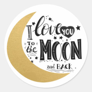 Sticker Rond Je t'aime à la Lune et le Bébé du dos