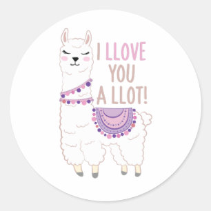 Sticker Rond Je t'aime beaucoup - Drôle Llama