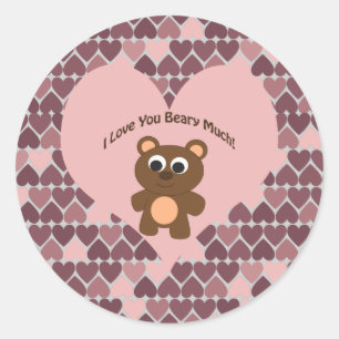 Sticker Rond Je t'aime beaucoup, fais attention ! Arrière - pla