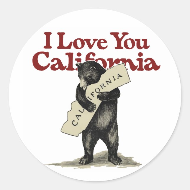 Sticker Rond Je T'Aime Californie (Devant)